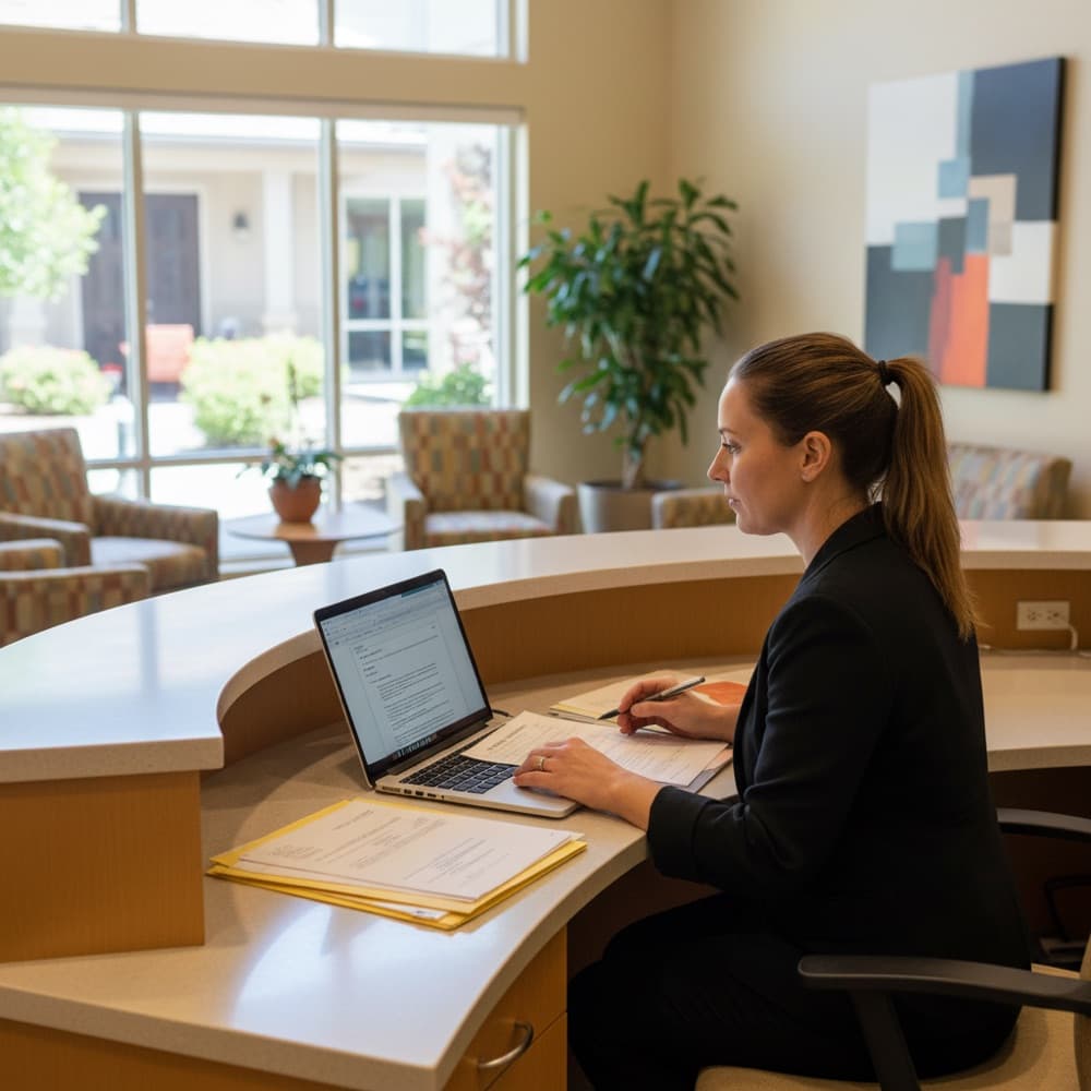 Admissions coordinator reviewing a referral