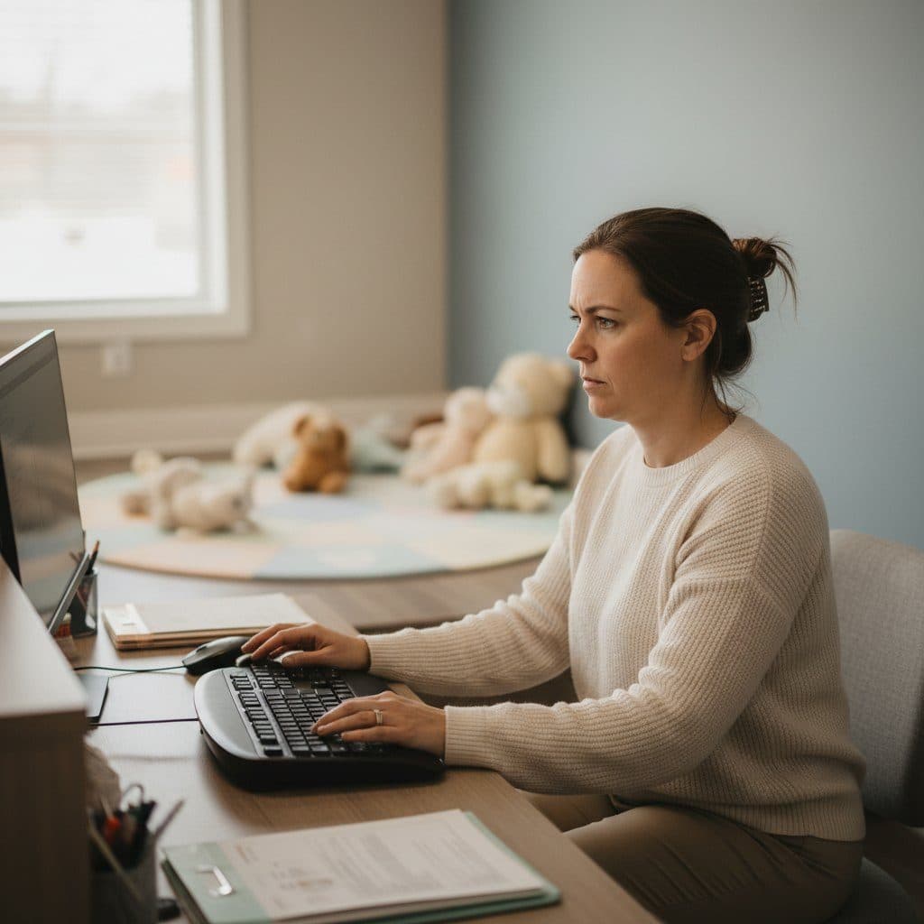Coordinator at the front desk of a pediatric therapy clinic