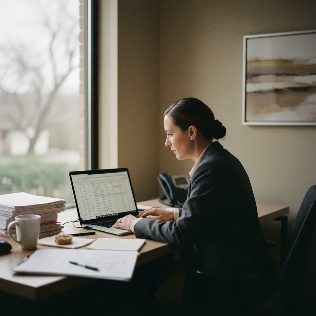 Hotel event operations manager reviewing a staffing roster on a laptop