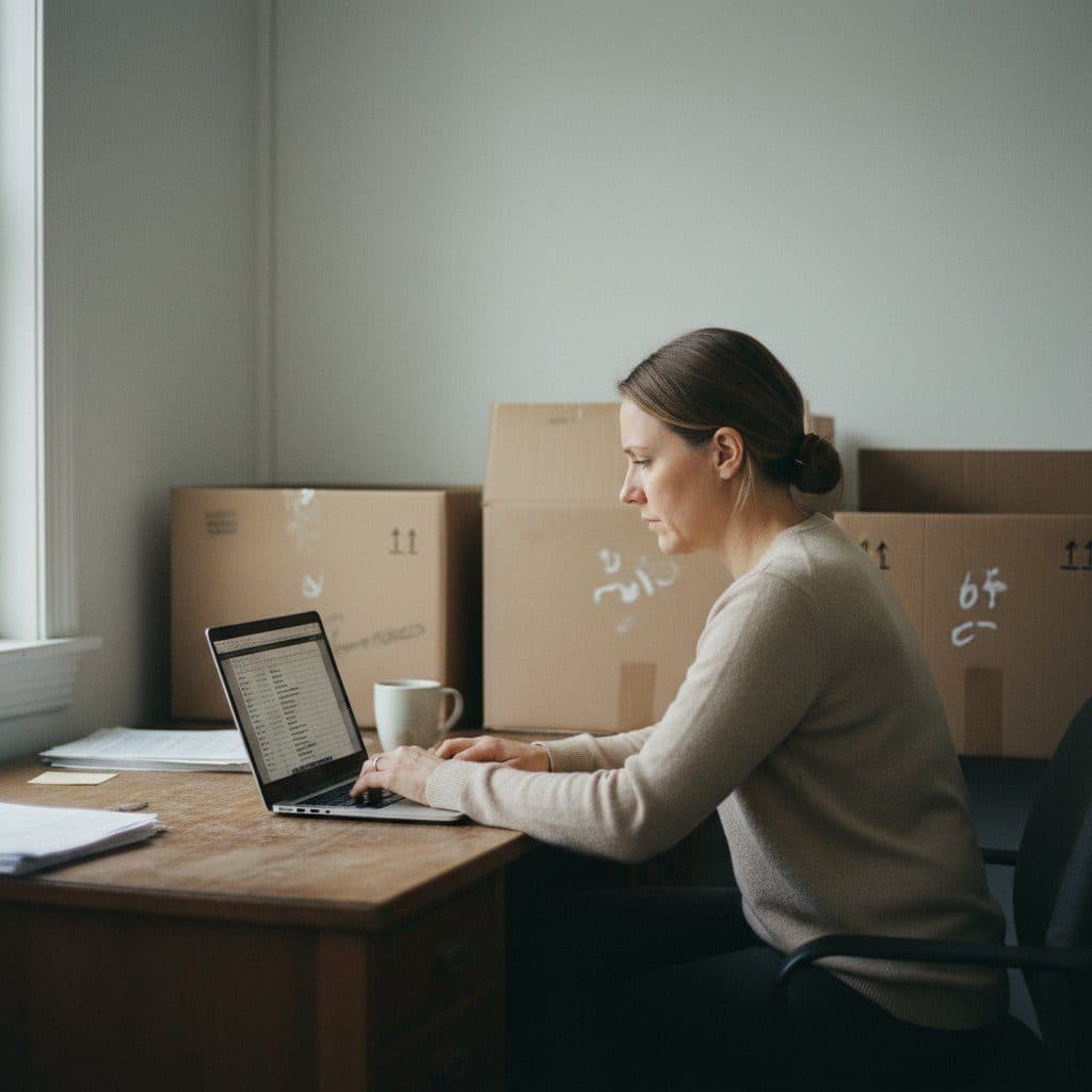Volunteer coordinator at a community nonprofit reviewing a volunteer roster on a laptop